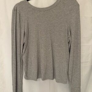 NWT Aerie Gray Ribbed Low Back Long Sleeve Top